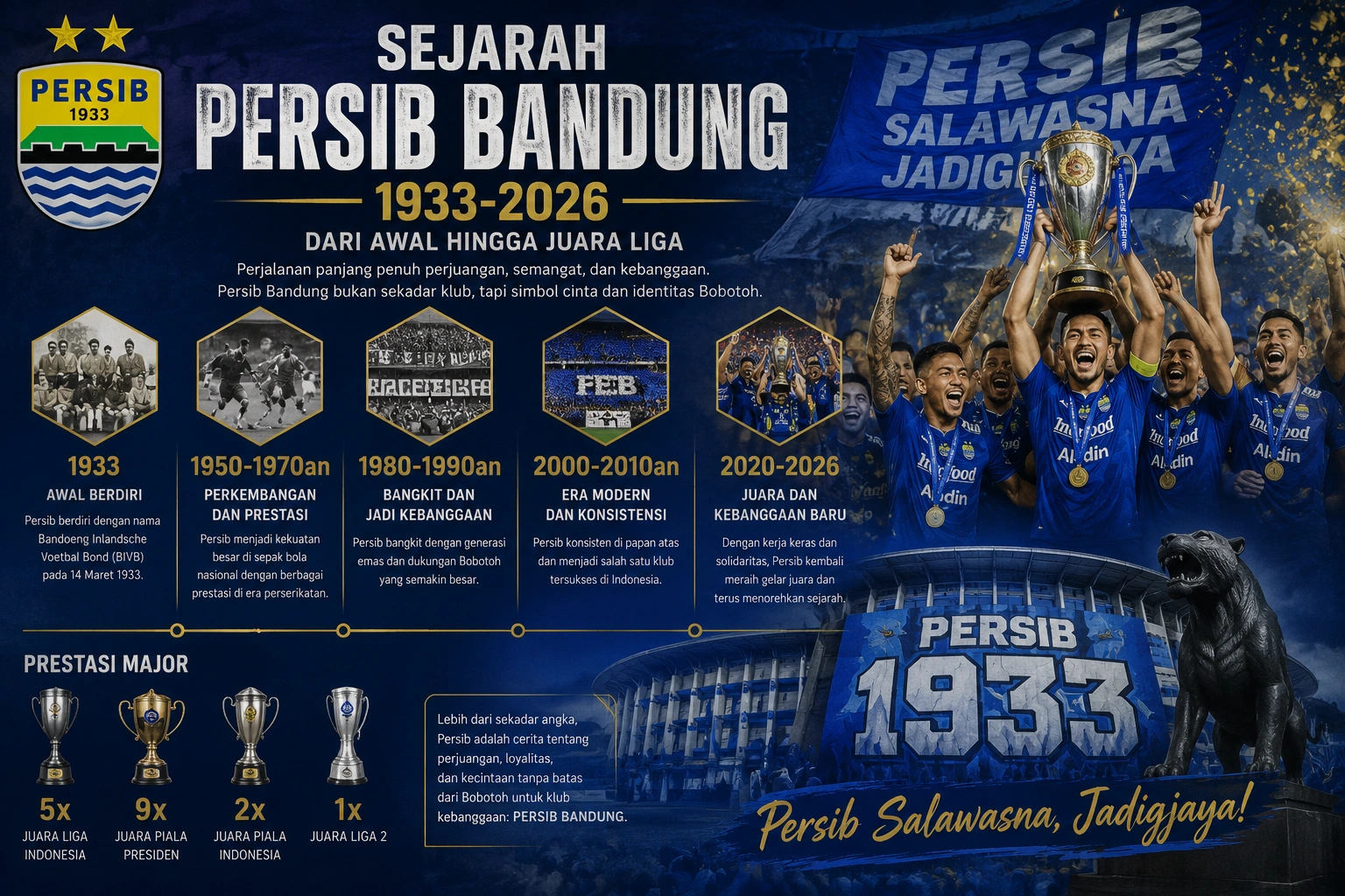 Sejarah Persib Bandung 1933-2026 dari Awal hingga Juara Liga