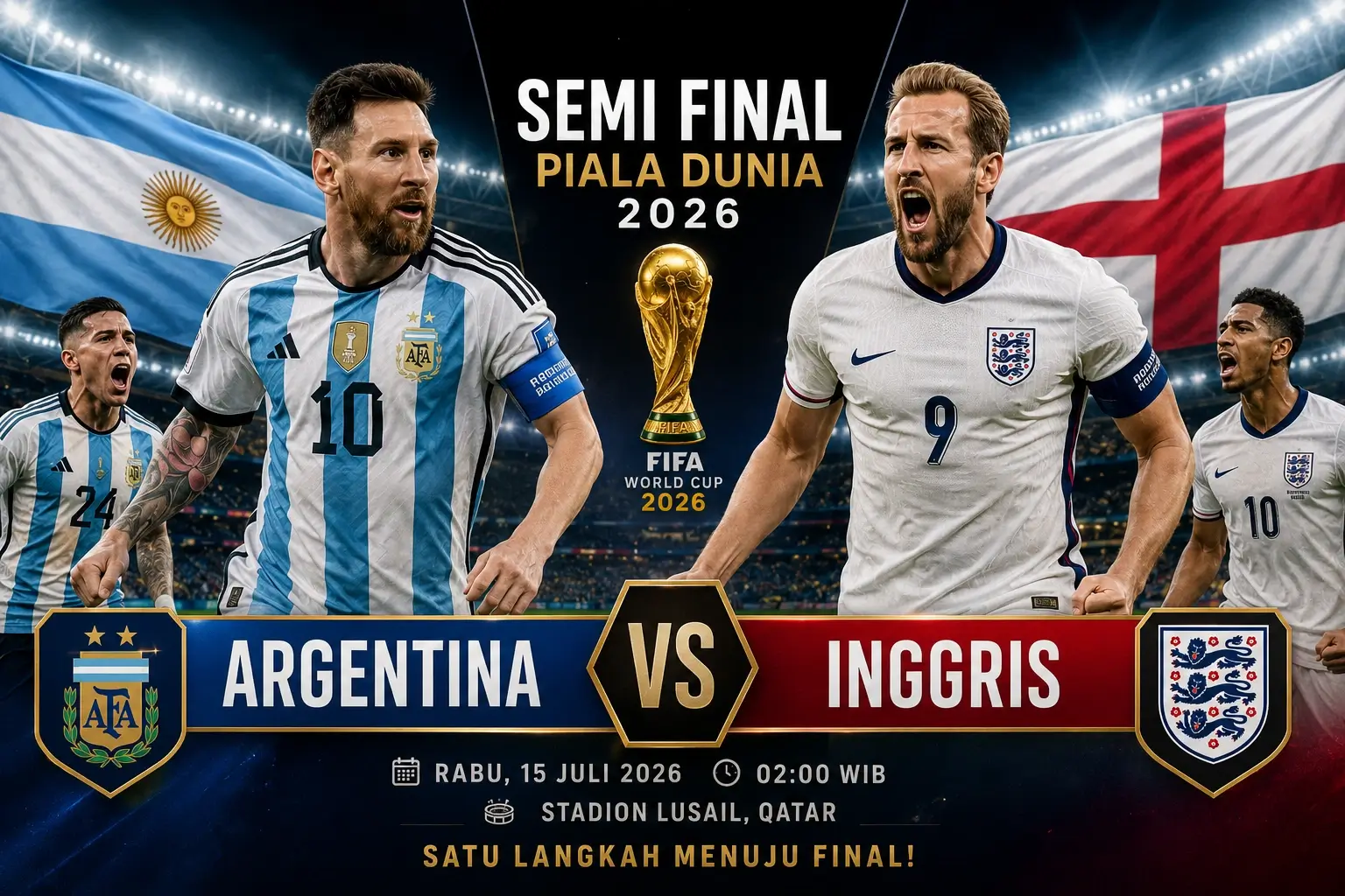 Prediksi Argentina vs Inggris Semi Final Piala Dunia 2026, Siapa yang Layak Masuk Final?
