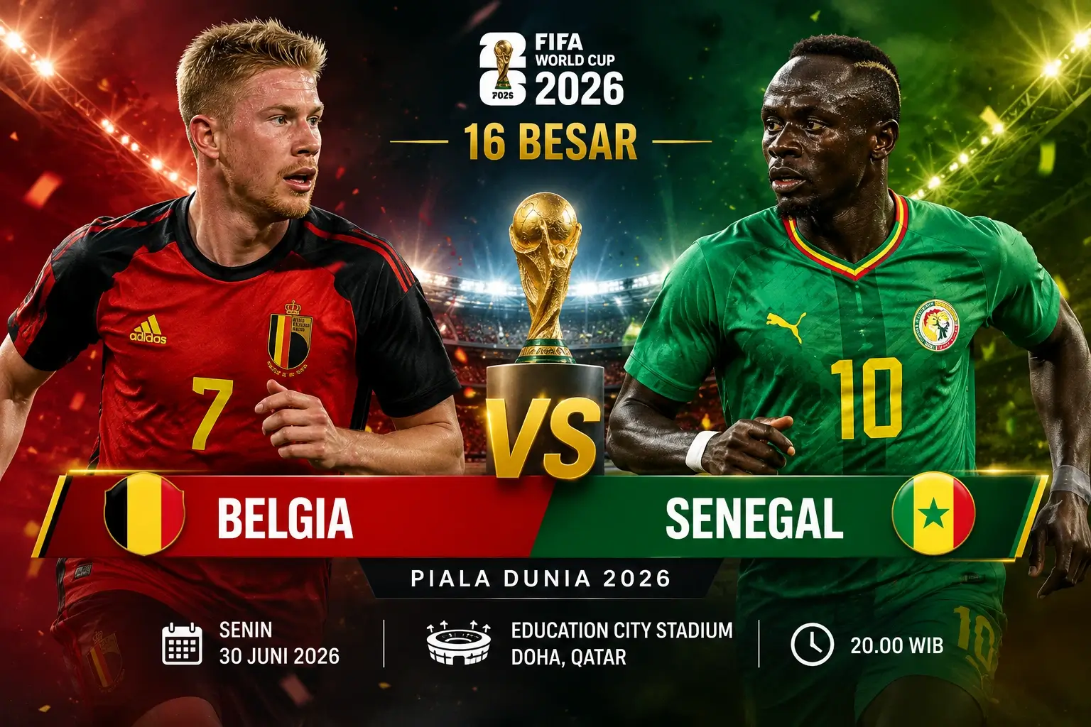 Prediksi Skor Belgia vs Senegal 2026: Head to Head dan Peluang Lolos