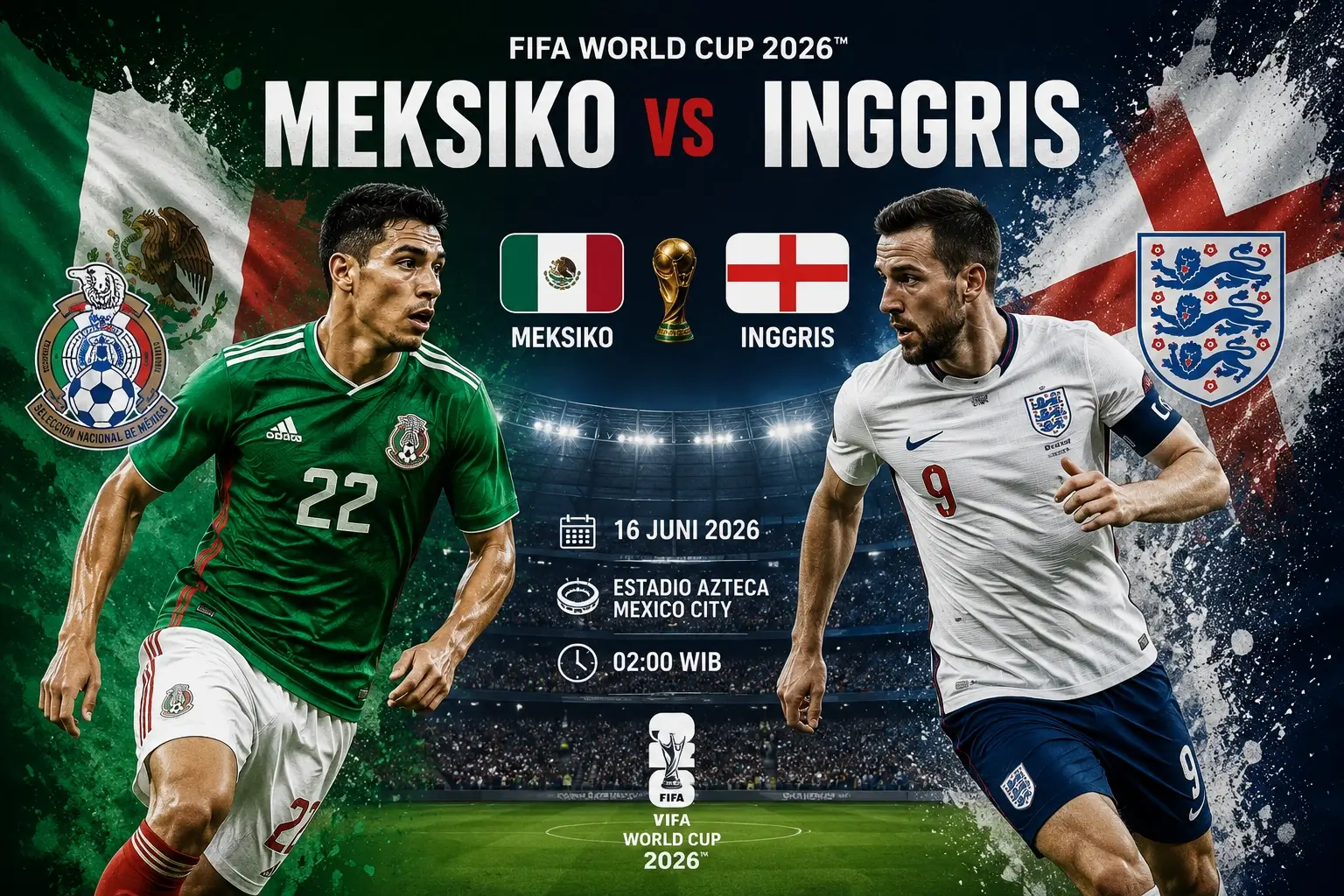 Prediksi Skor Meksiko vs Inggris dan Head to Head Piala Dunia 2026