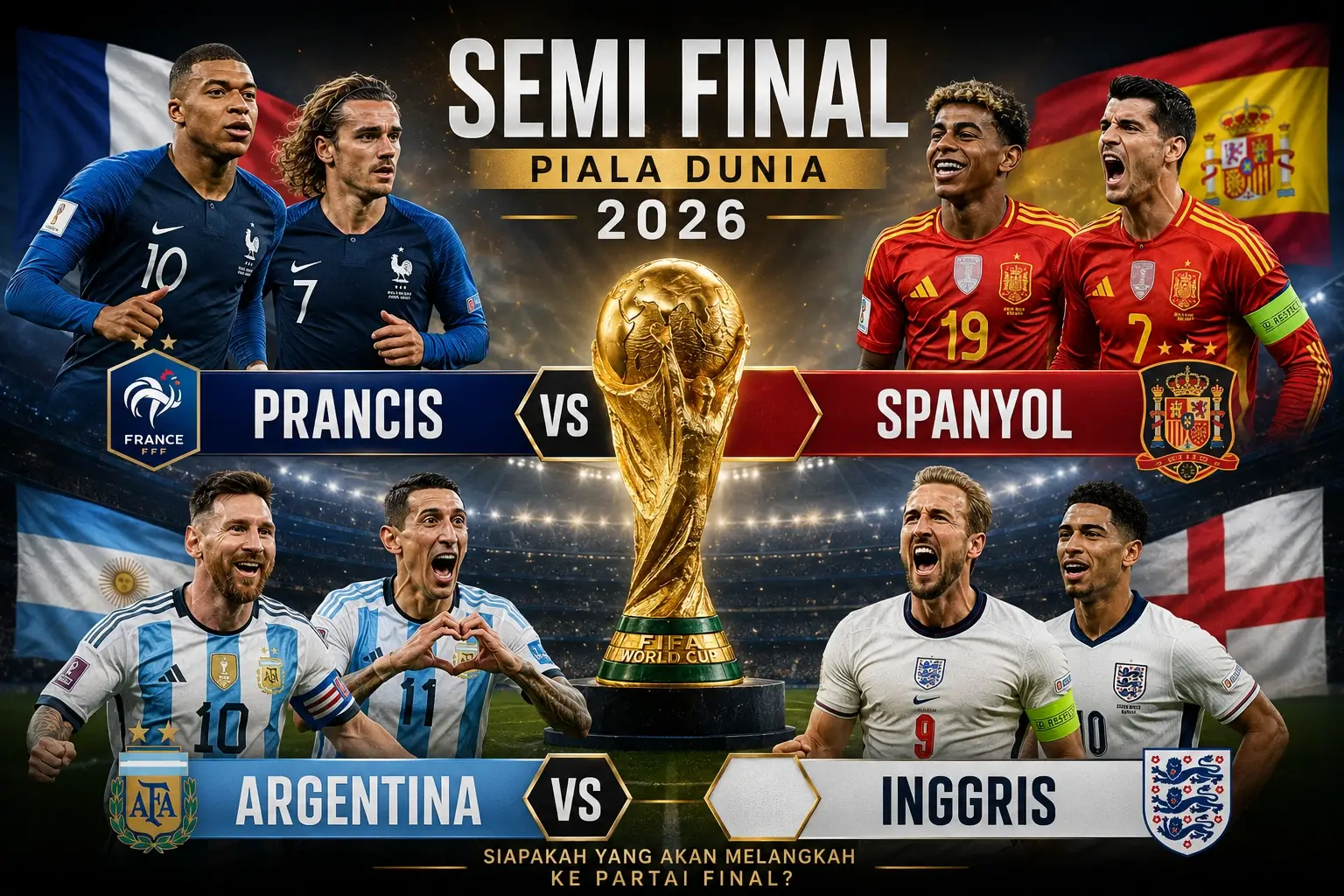 Simak Jadwal Semi Final Piala Dunia 2026 + Stadion dan Jam Kick-off