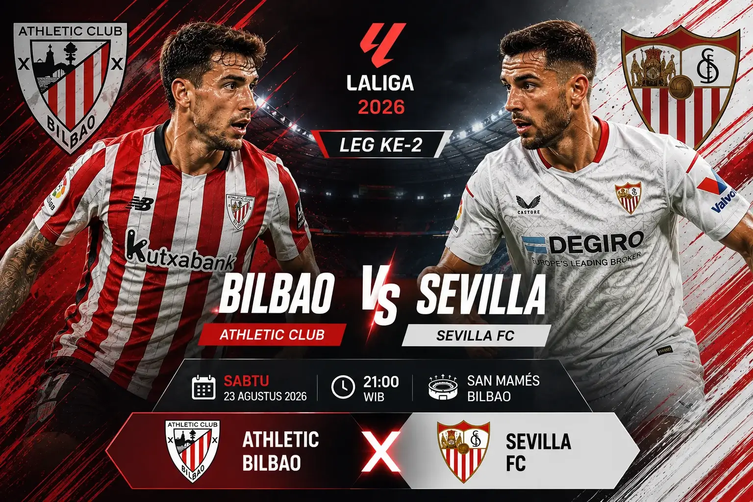 Prediksi Skor Bilbao vs Sevilla, H2H dan Peluang Menang 2026