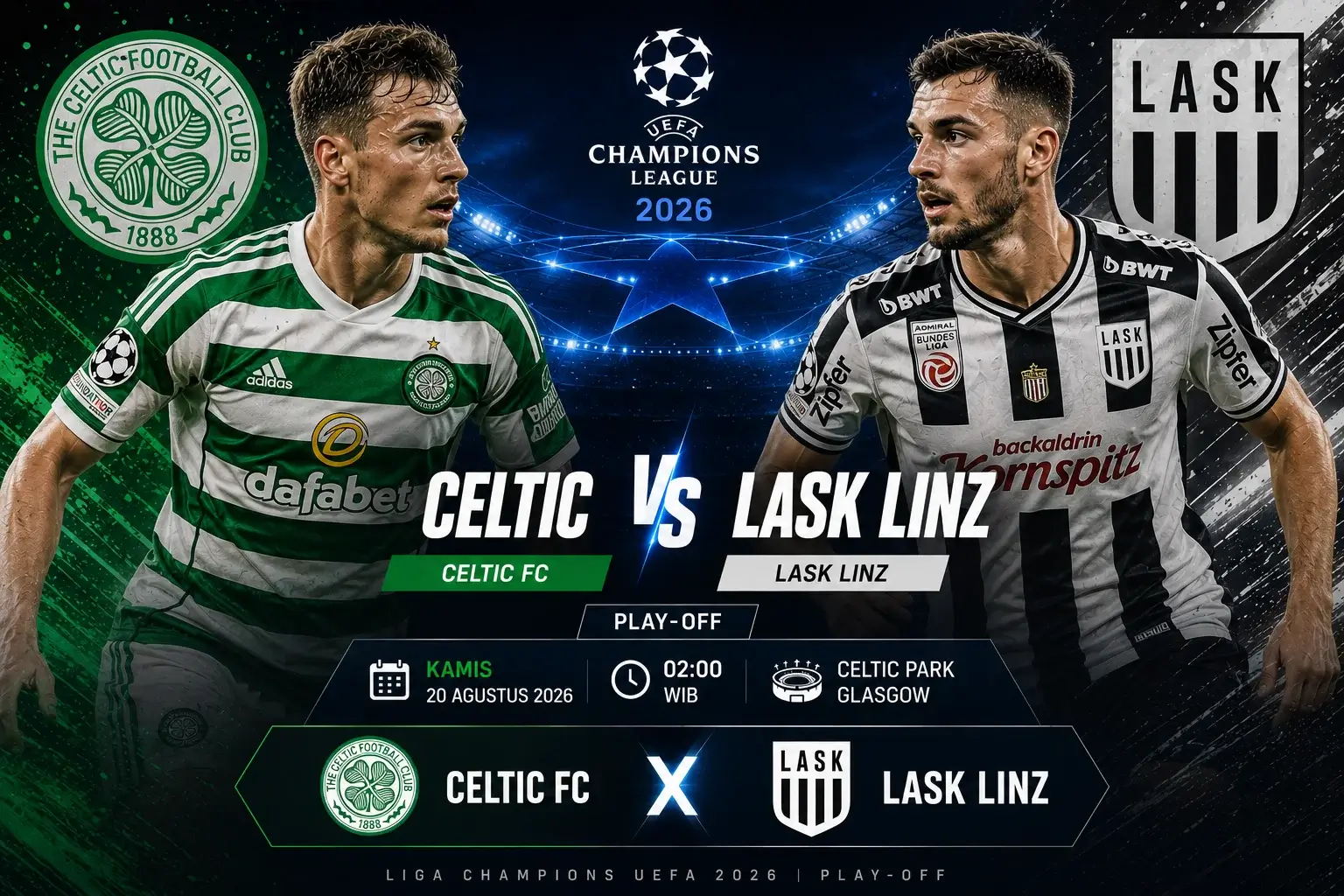 Prediksi Skor Celtic vs LASK Linz dan Head to Head 2026