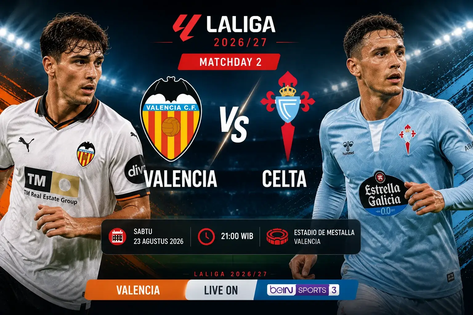 Prediksi Skor Valencia vs Celta dan Line Up La Liga 2026/27